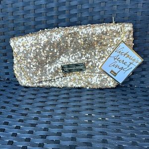 Victoria Secret makeup bag gold sequins